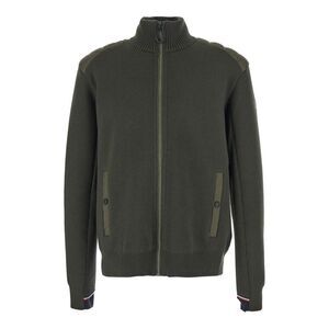 MONCLER Men's Full-Zip Ribbed High-Neck Knit Cardigan with Shoulder Patches Men